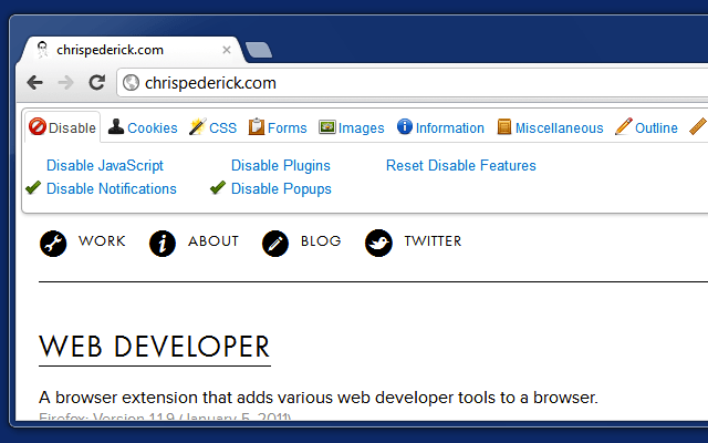 إضافة Web Developer